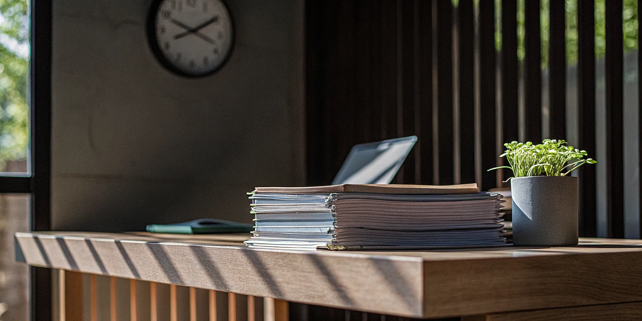 Accounting close process with laptop and documents.