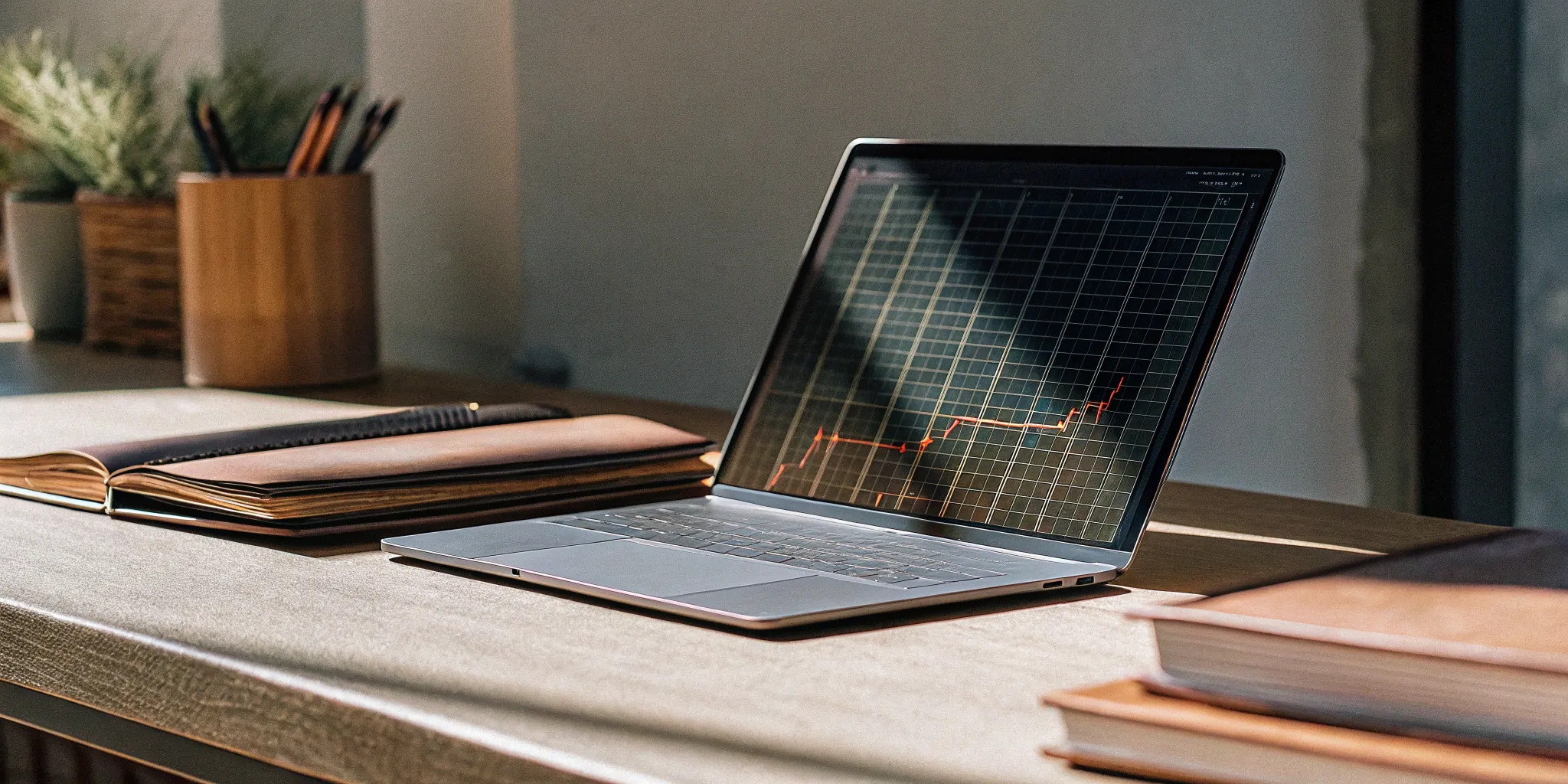 Royalty accounting data management shown on a laptop.