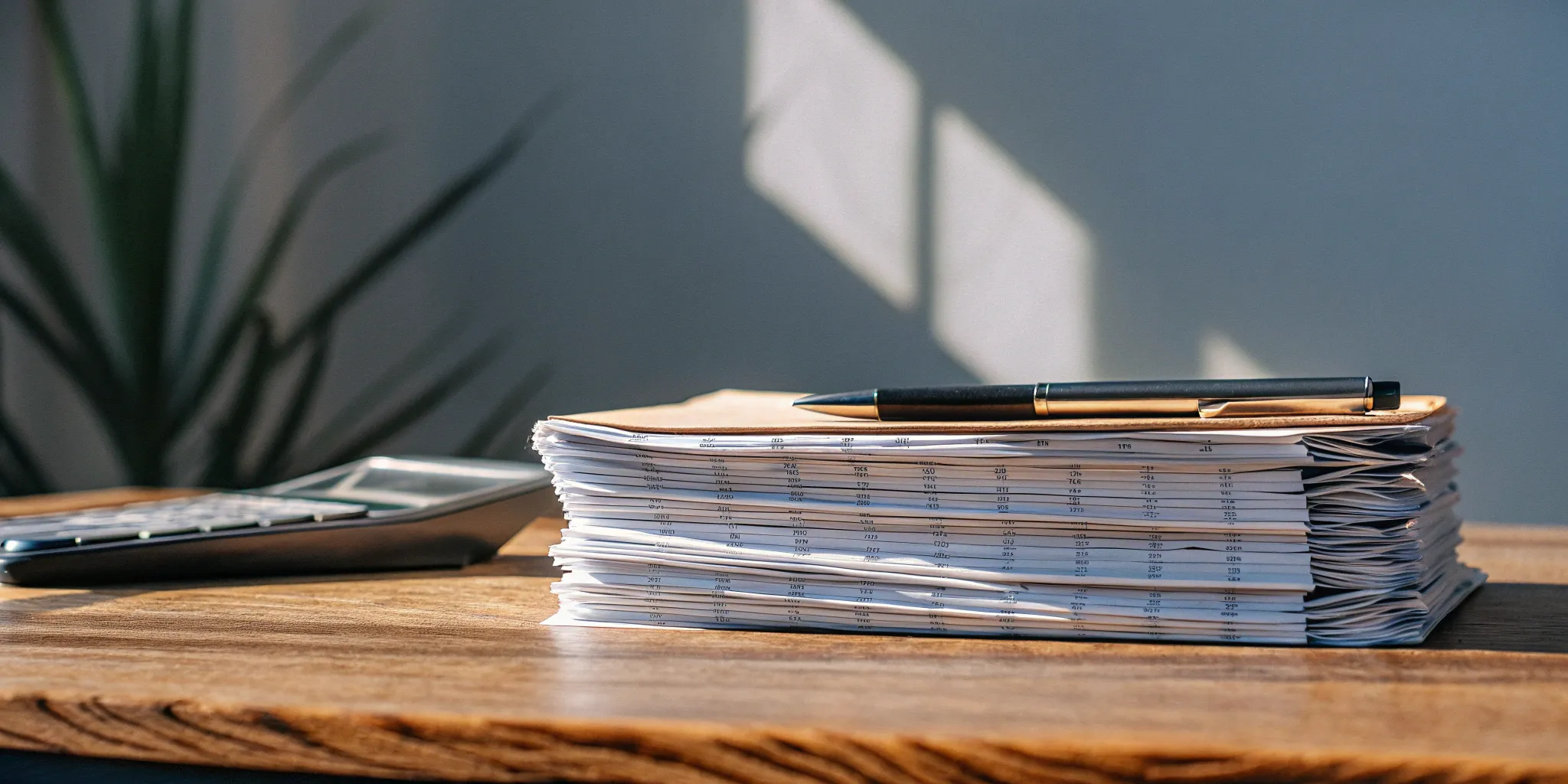 Accrued revenue subledger documents and pen.