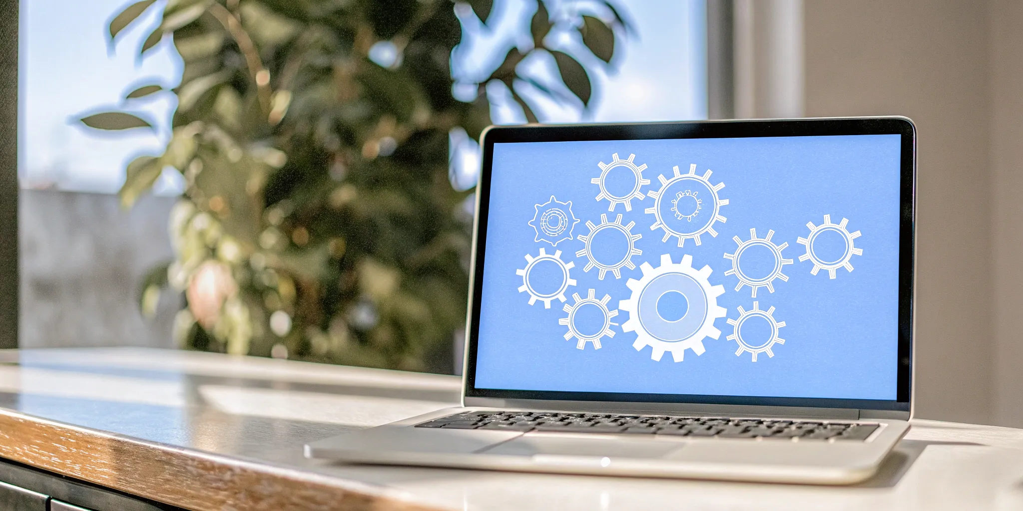 NetSuite QuickBooks integration gears on laptop.