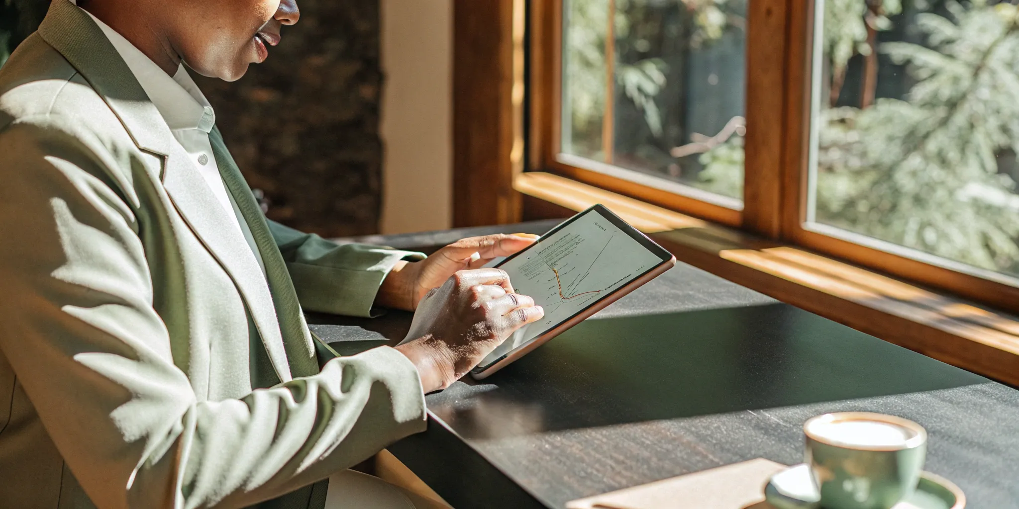 Financial management software displayed on a tablet.
