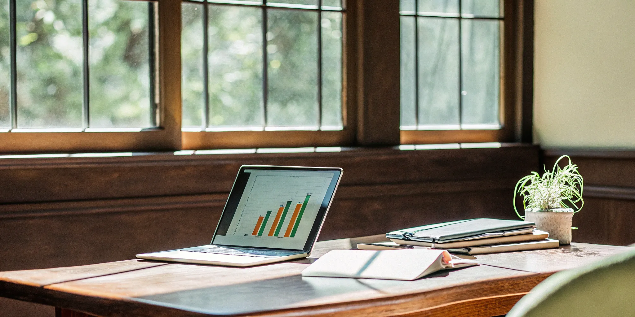 Pro rata revenue chart on a laptop.