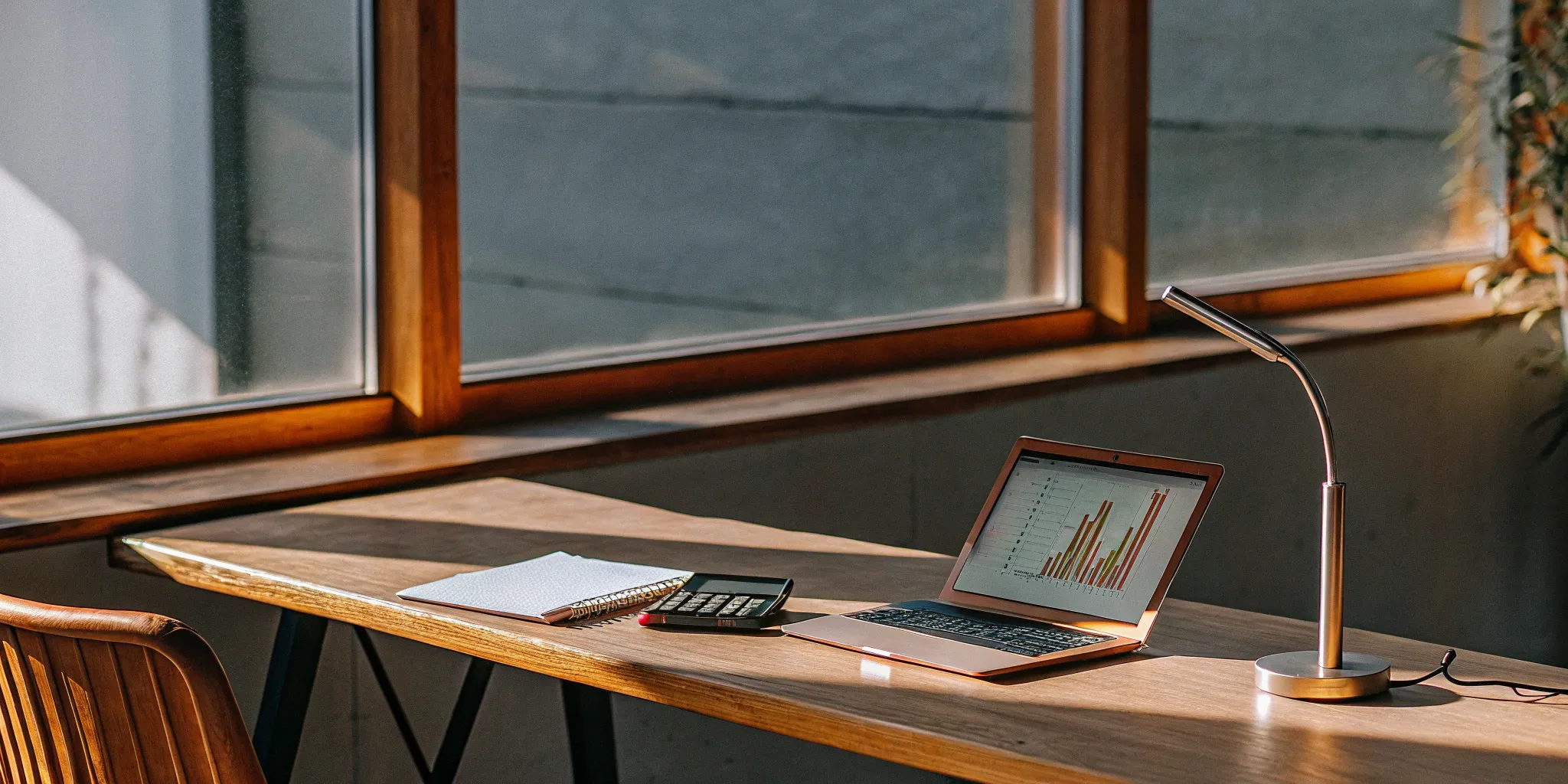 Deferred revenue reconciliation tools: Laptop, calculator, and notebook.