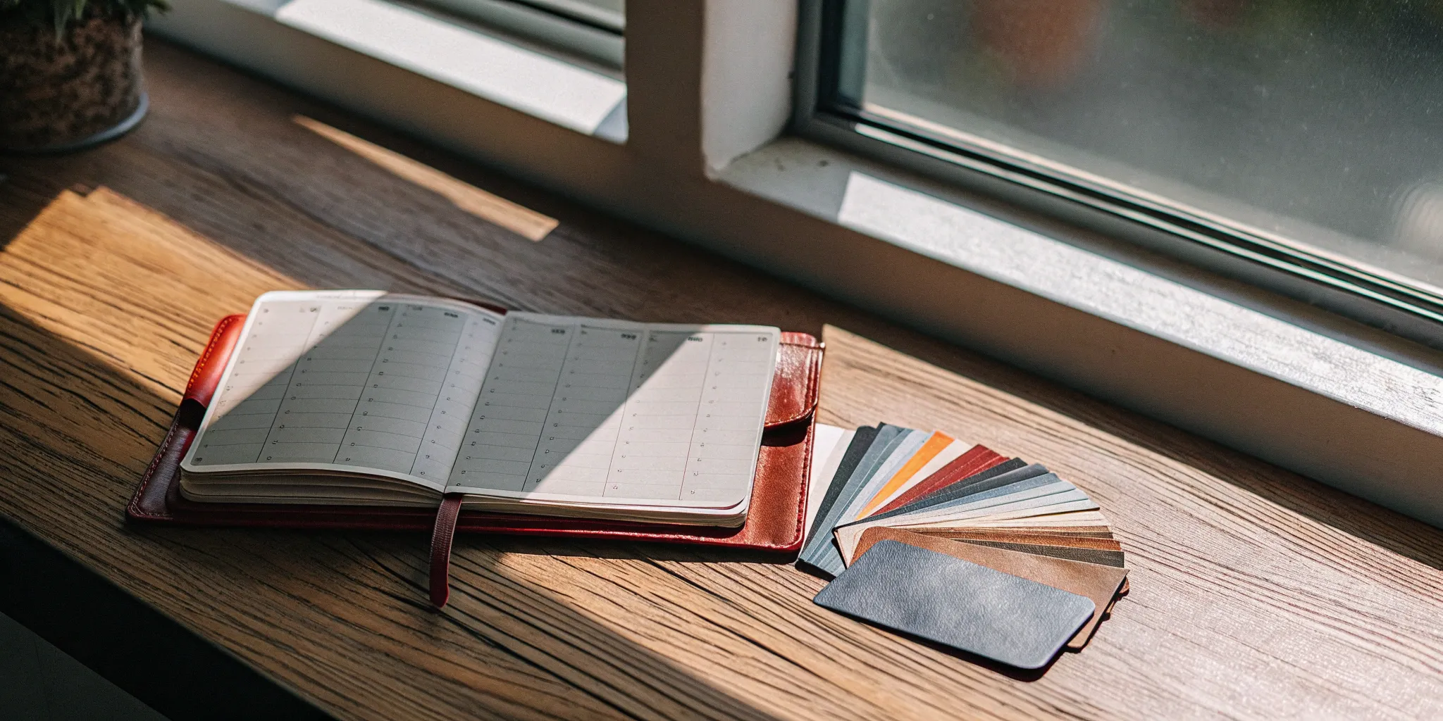 Gift card and revenue tracking tools on a desk.