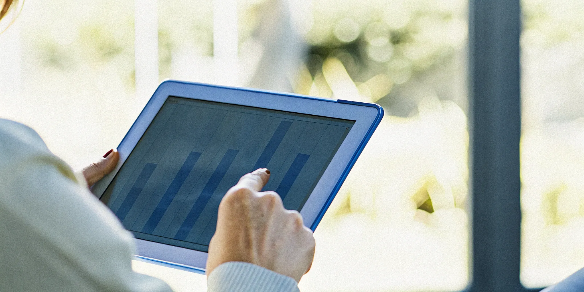 A tablet screen showing a bar chart from a deferred revenue calculator.