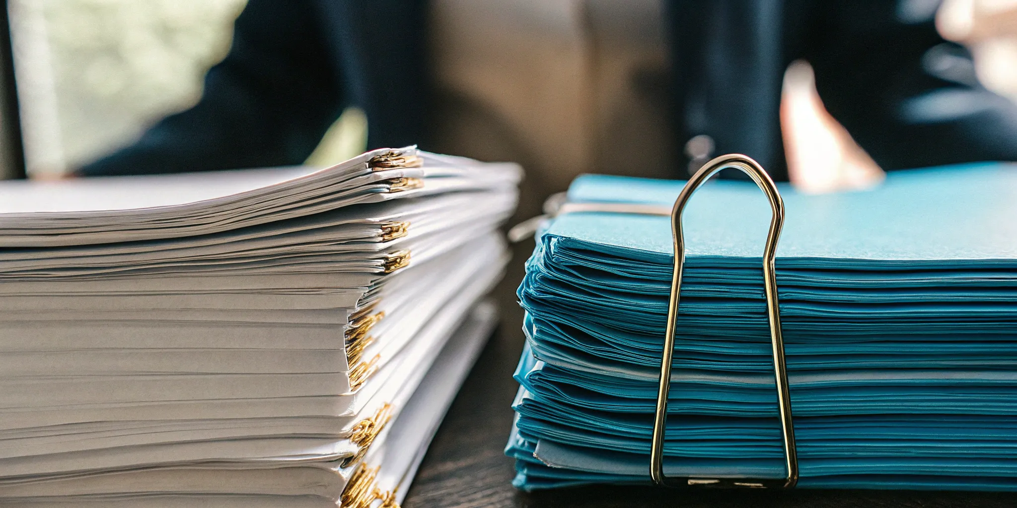 Documents comparing a contract asset vs an accounts receivable on a desk.