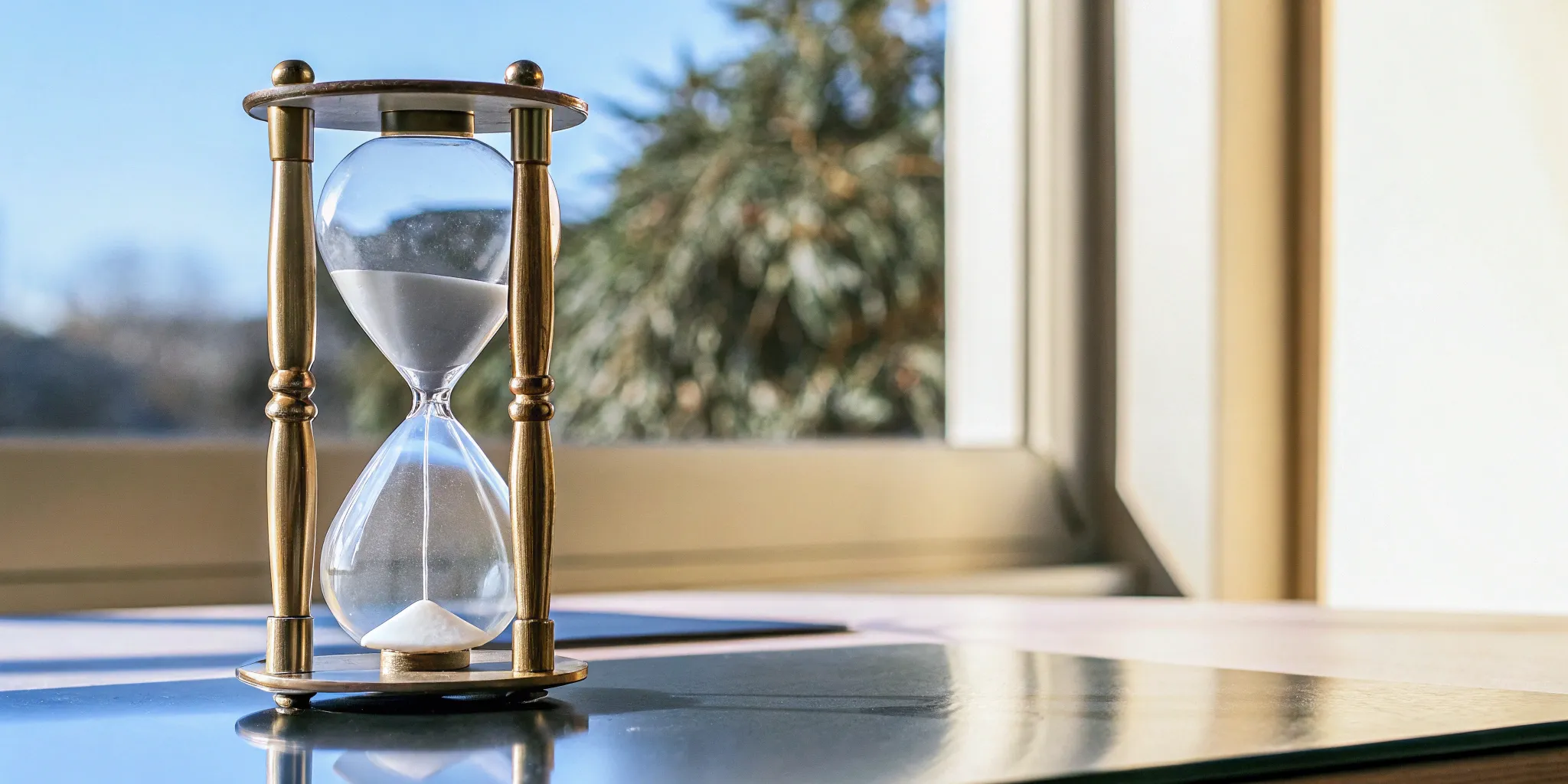 Hourglass on a desk showing the time value of money in an ASC 606 significant financing component.