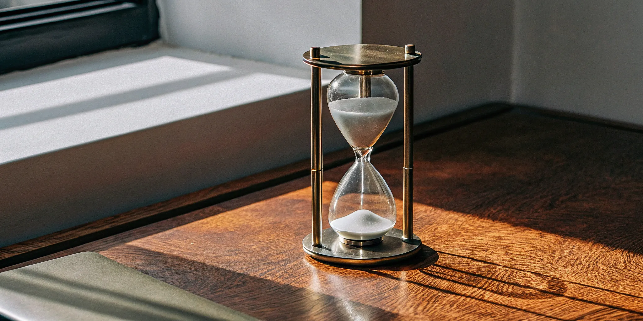 Hourglass on a desk representing accurate usage-based revenue recognition.