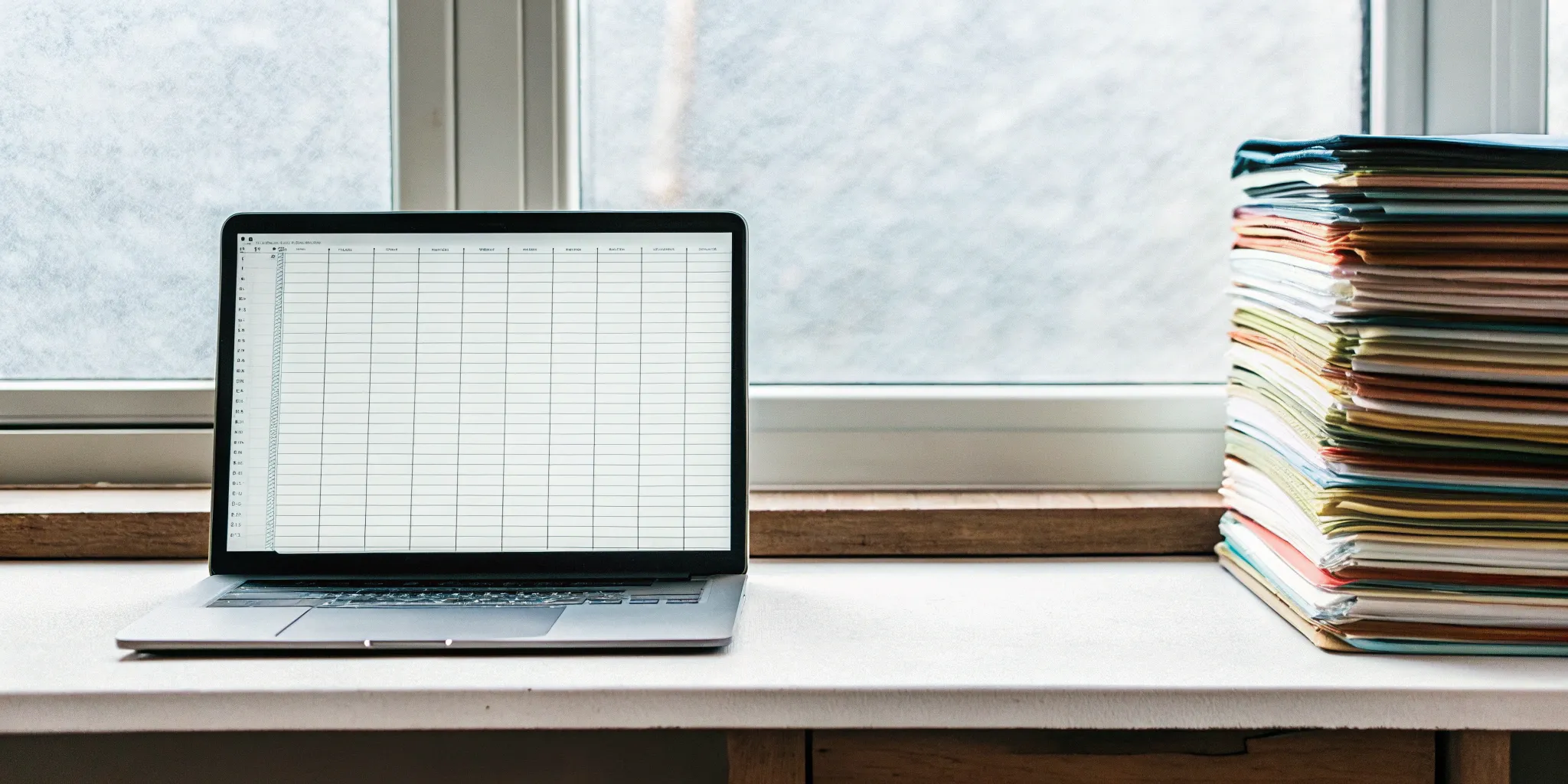 An aging of accounts receivable Excel template on a laptop screen.
