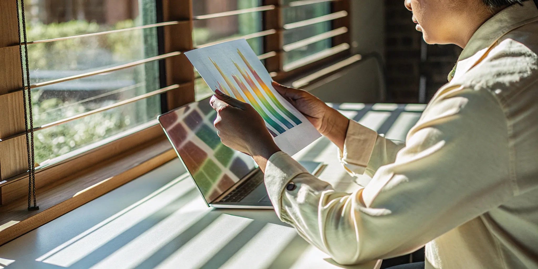 A person analyzing an aging of accounts receivable report on a laptop.