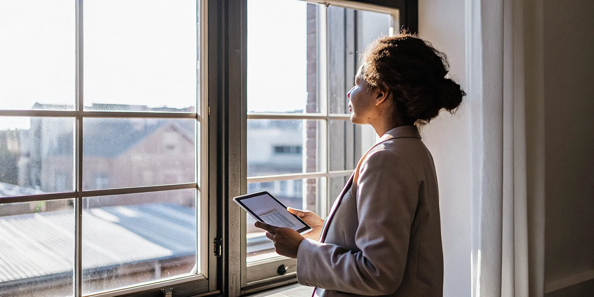 A professional calculating the sales efficiency magic number on a tablet.