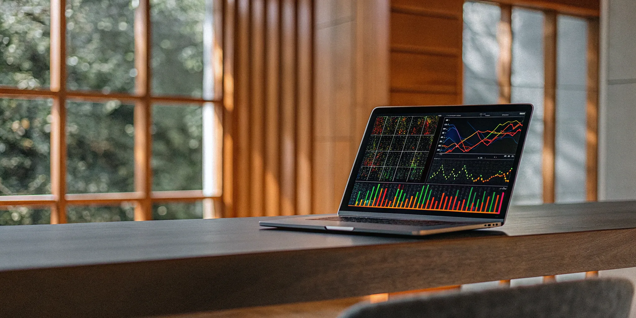Laptop screen with a dashboard comparing different SaaS revenue models.