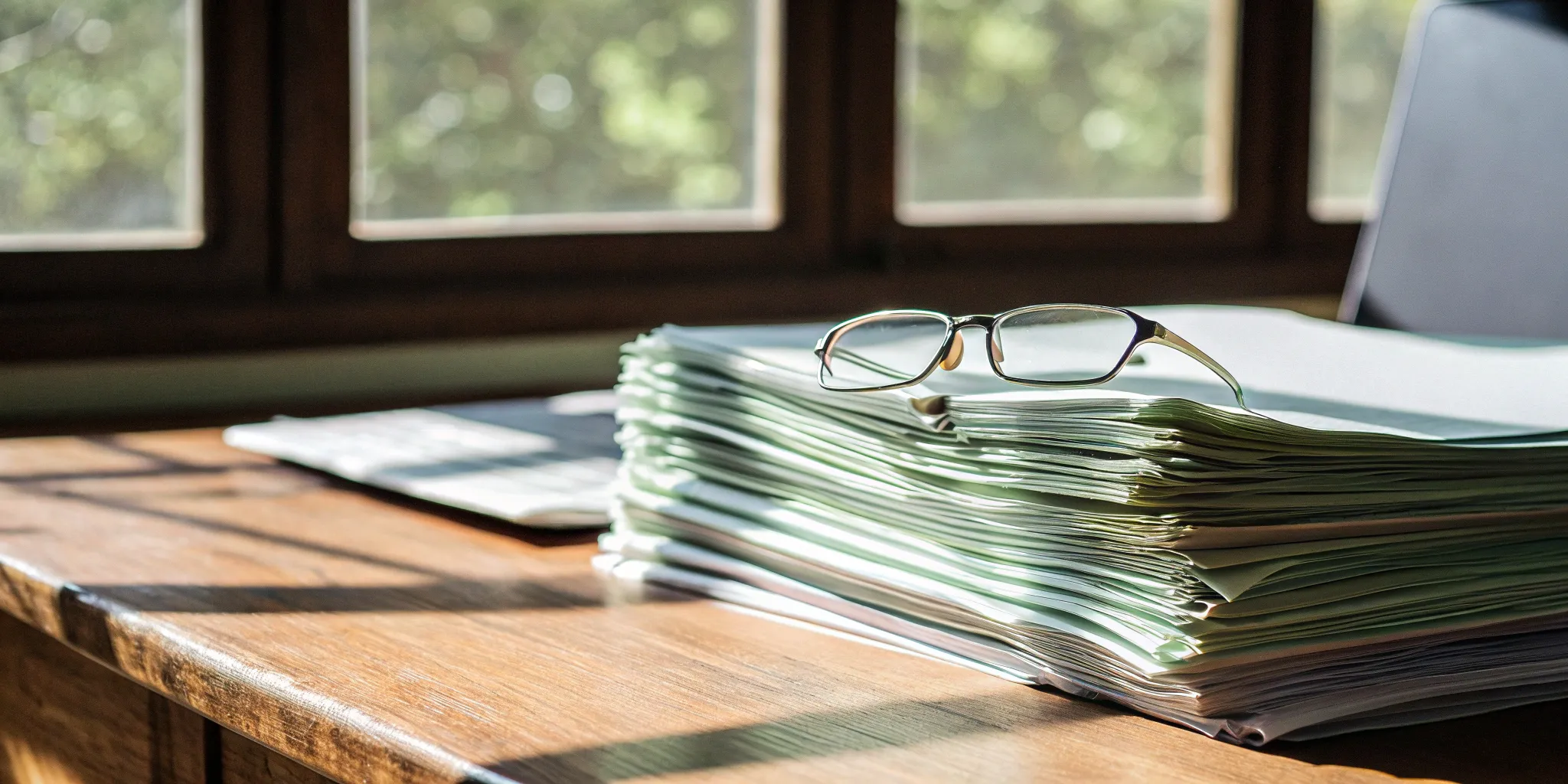 Contracts on a desk being reviewed for the 5 steps of revenue recognition.
