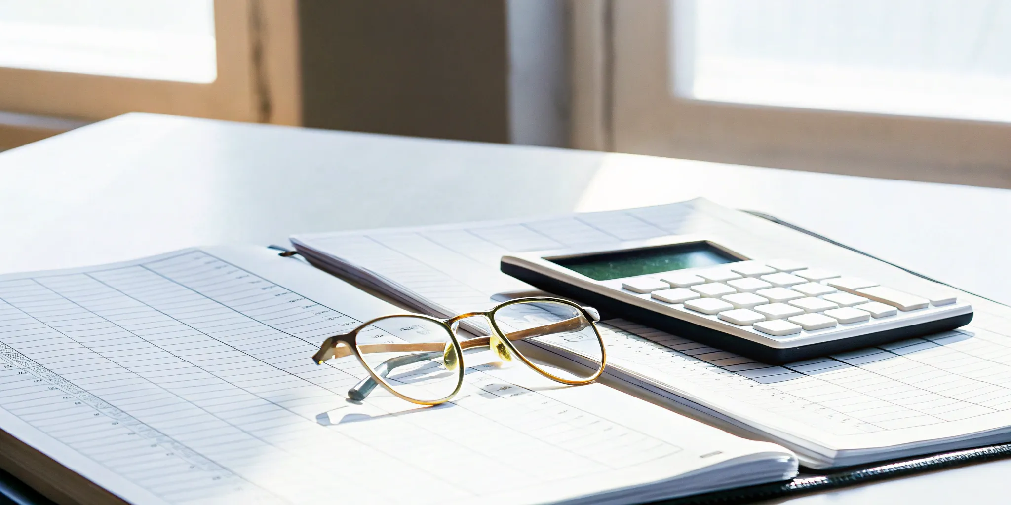 A calculator and ledger used for variable consideration accounting.