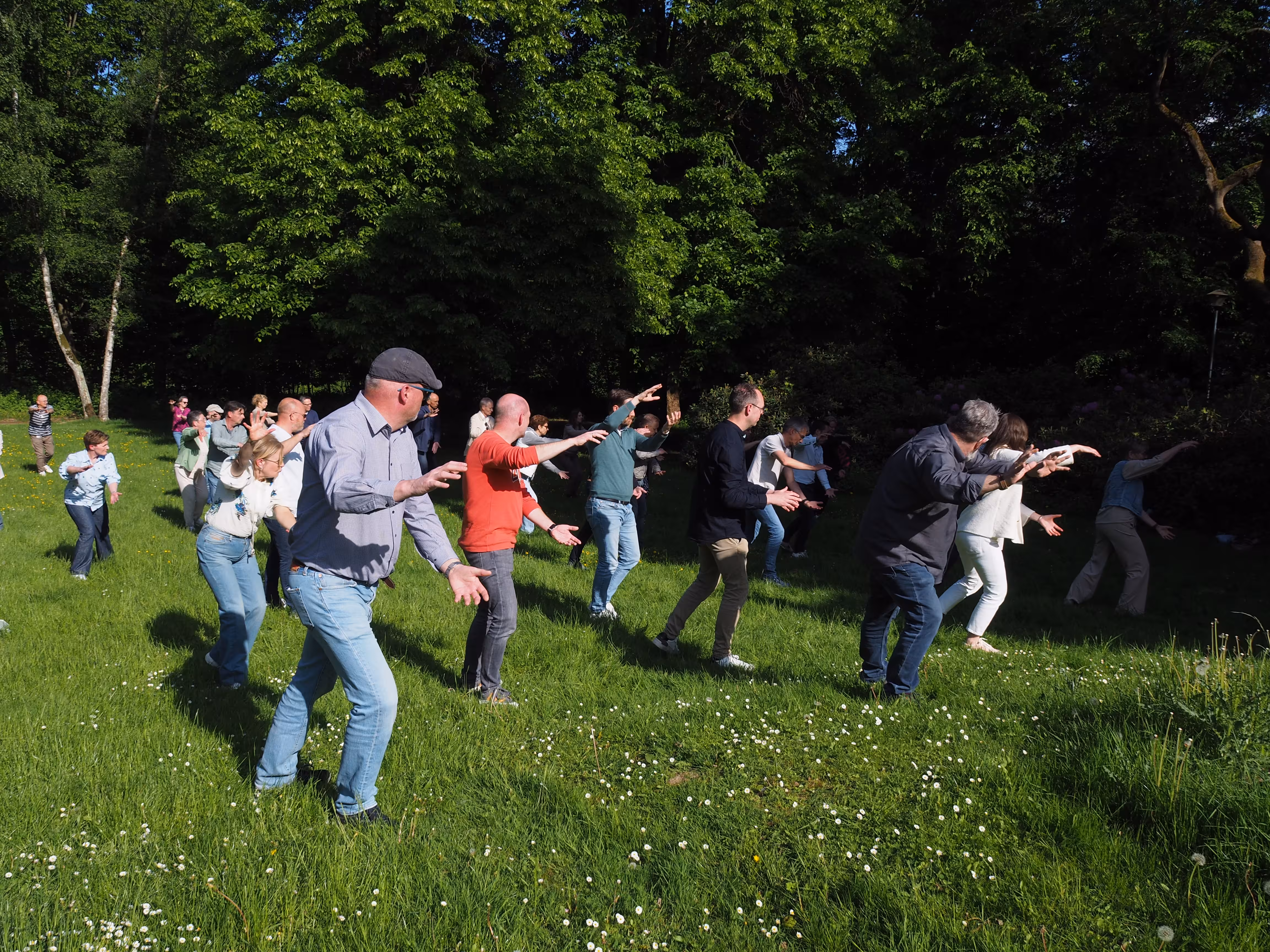 De Tai Chi Workshop verzorgt door BuitenEvents vindt plaats op een grasveld