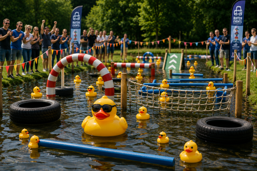 badeenden race in het water