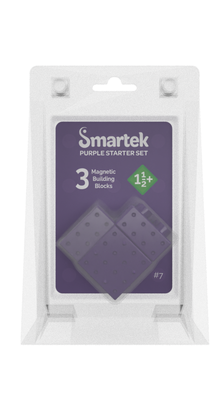 Starter set Purple with 3 Magnetic Building Blocks