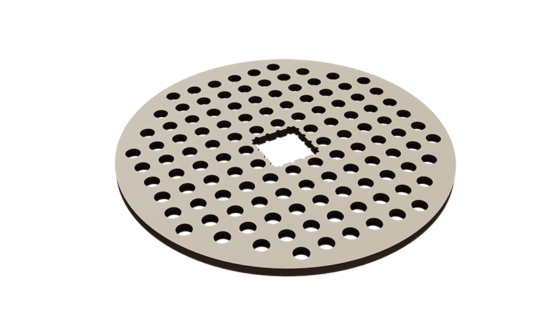 A circular plywood build plate that creates a stable foundation for Smartek builds and adds movement and spatial play.