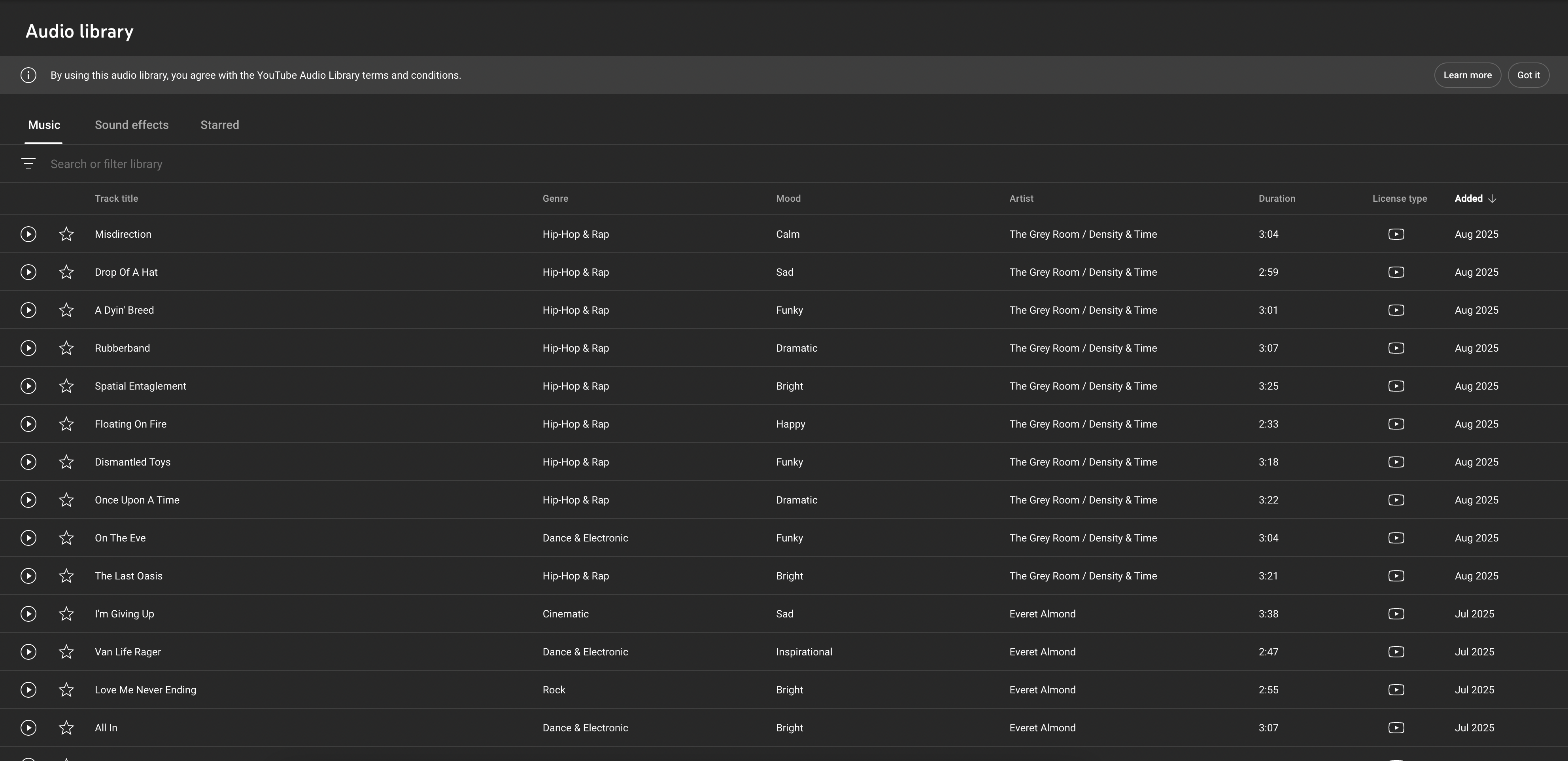 youtube audio library
