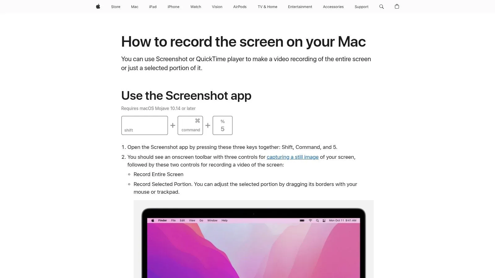 Apple Screen Recording (macOS Screenshot/QuickTime)