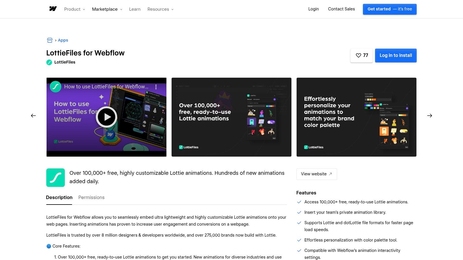 LottieFiles for Webflow (App/Integration)