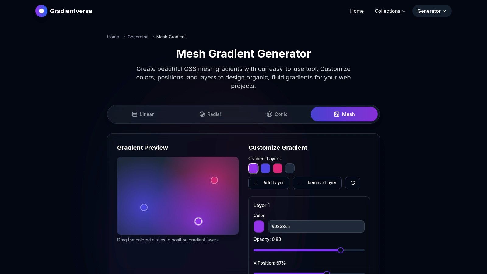 Gradientverse — Mesh Gradient Generator