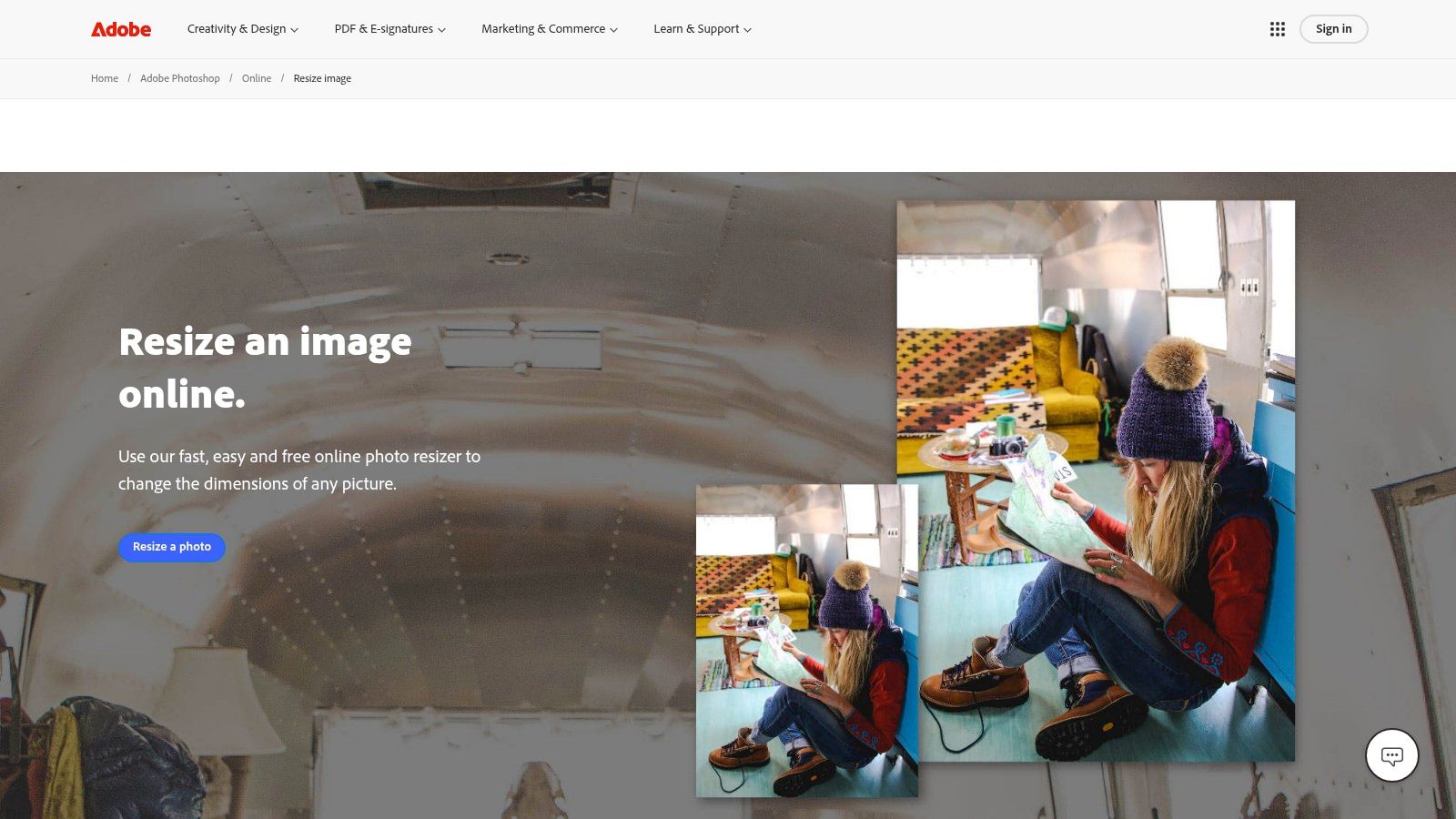 Adobe Photoshop Express – Online Image Resizer