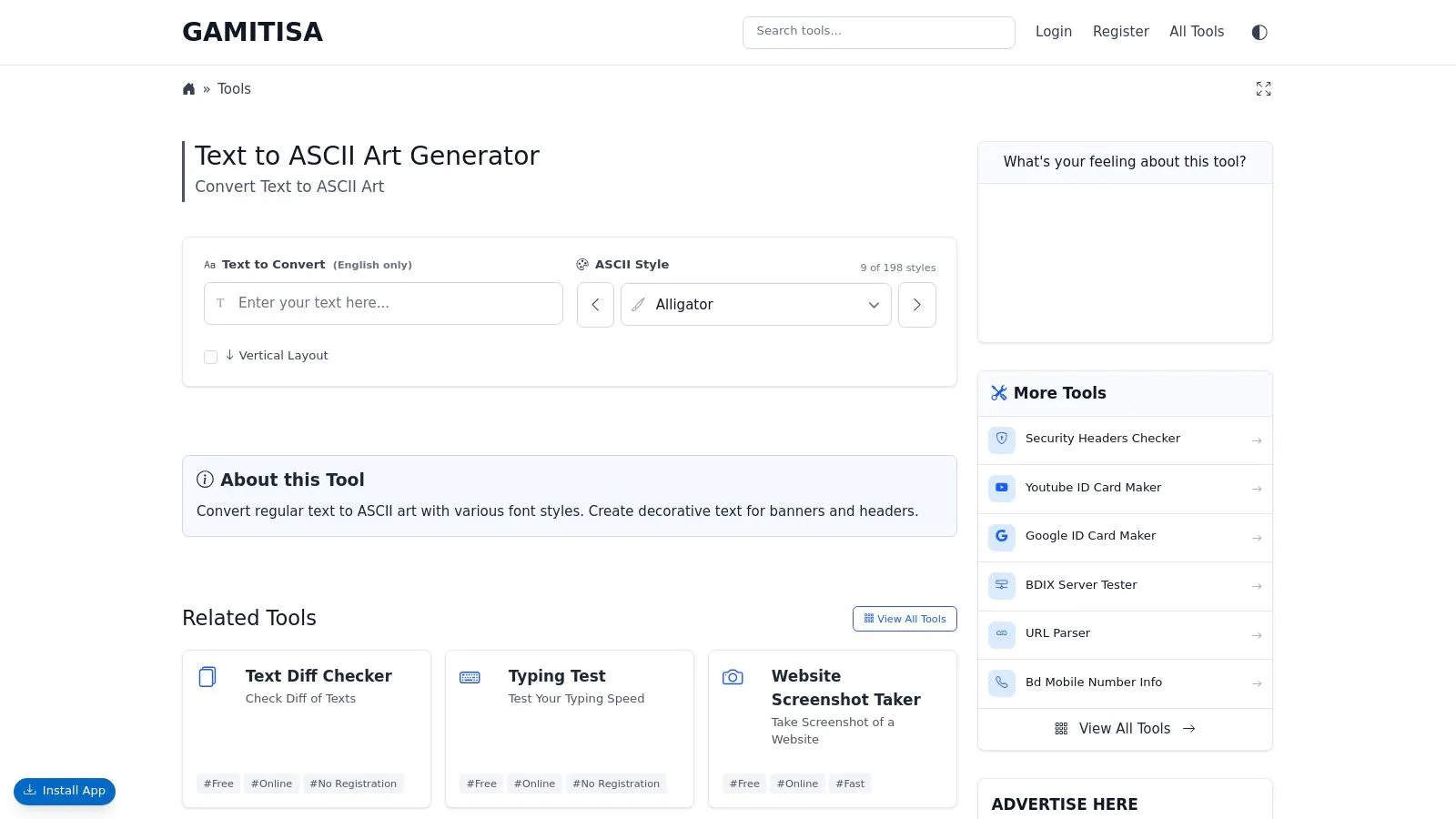 Gamitisa — Text-to-ASCII and Image-to-ASCII tools