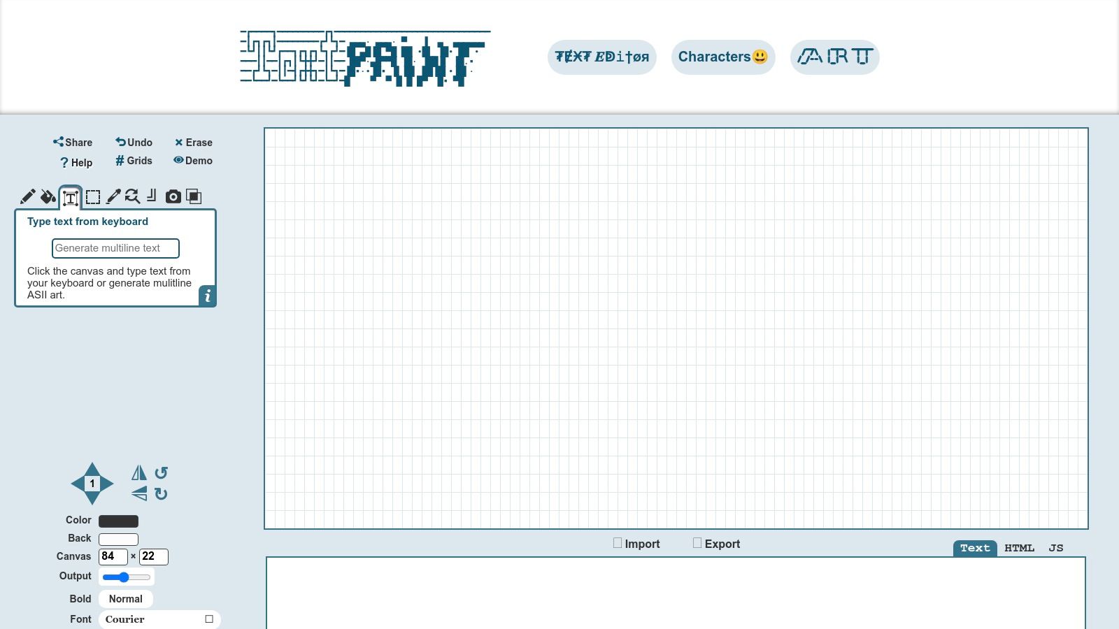 TextPaint — Text to ASCII with on-canvas composition