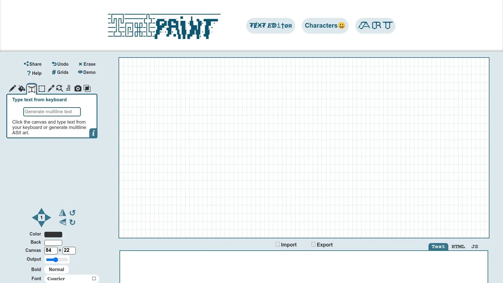 TextPaint — Text to ASCII with on-canvas composition