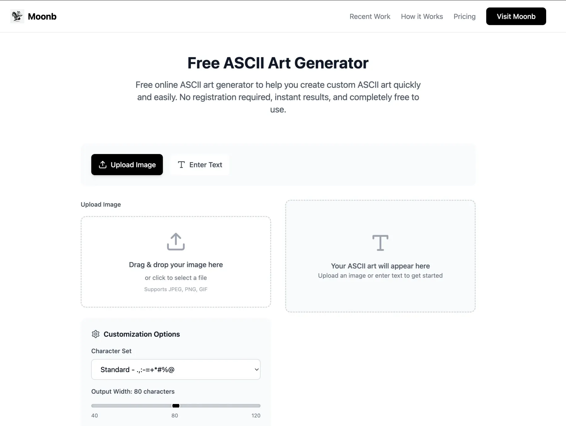 Moonb ASCII generator