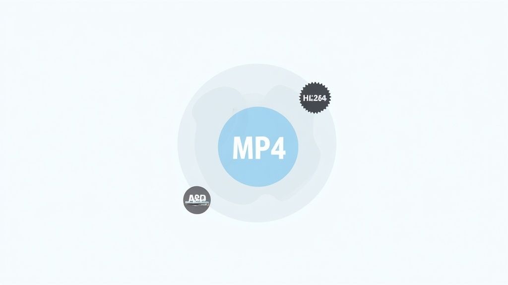An icon representing MP4 video format with H.264 codec and A&D branding.
