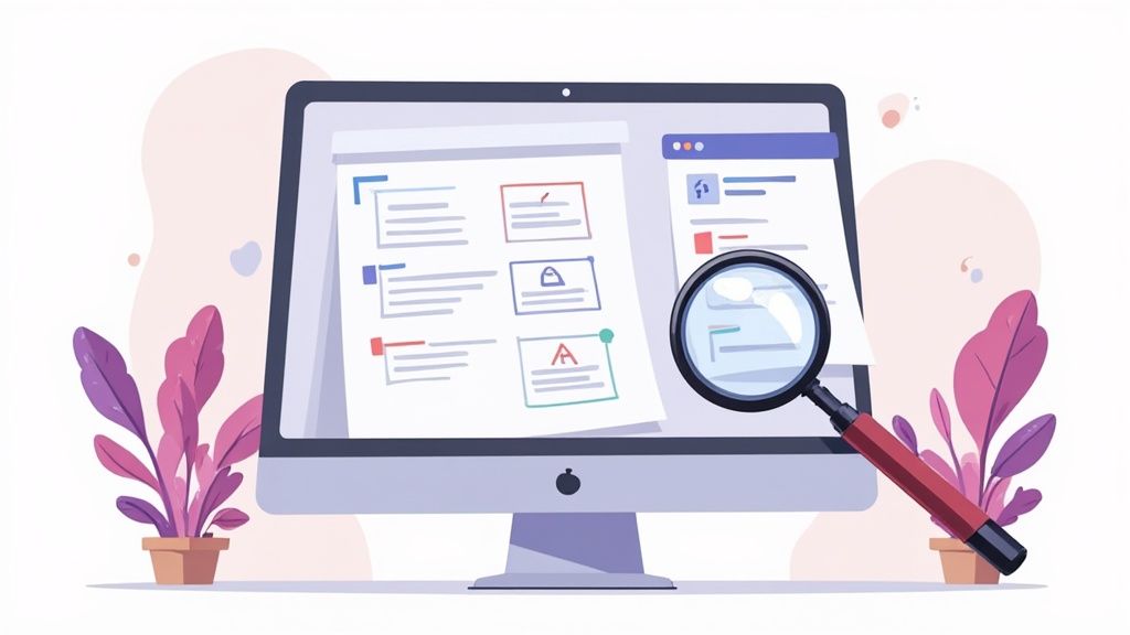 A person at a desk with sticky notes and a laptop, planning a strategy.