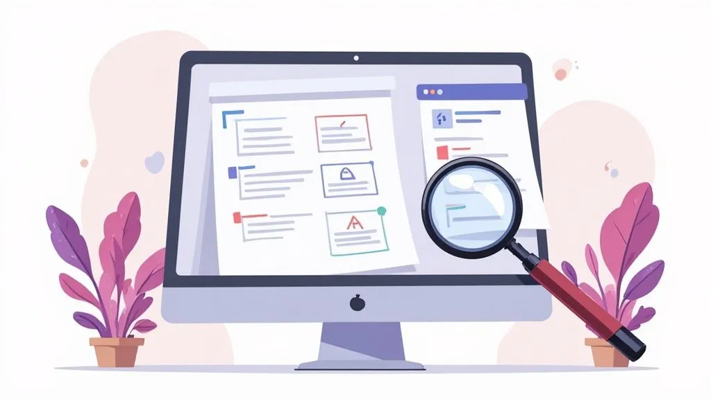 A person at a desk with sticky notes and a laptop, planning a strategy.