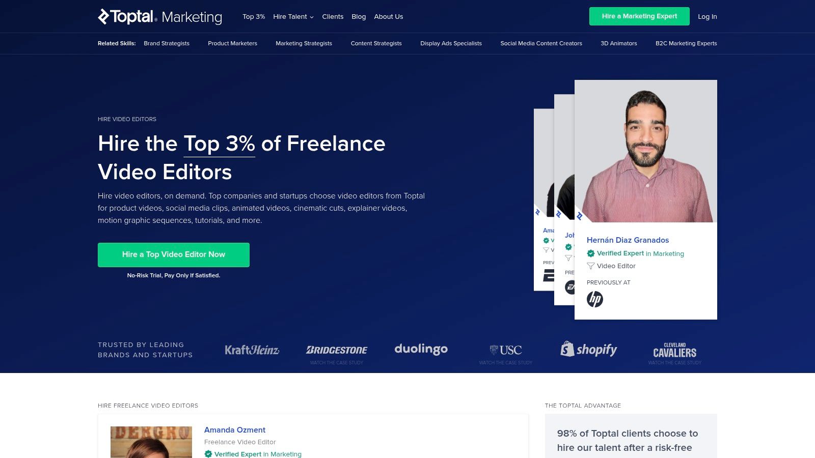 Toptal freelance video editors