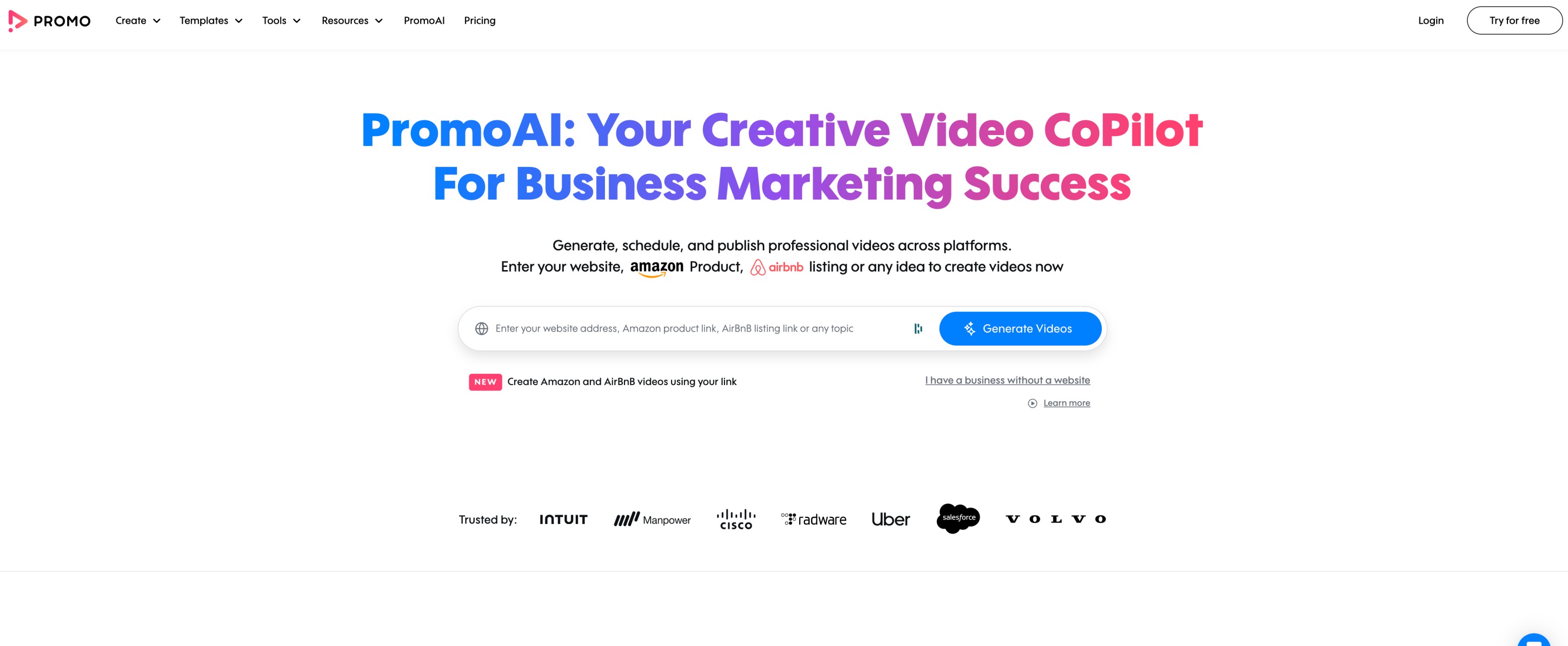 Promo.com hero section