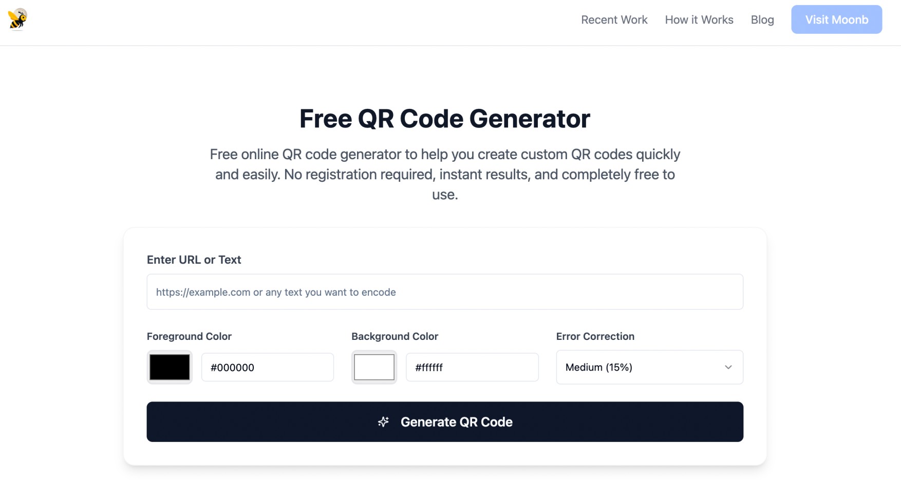 Moonb qr code generator