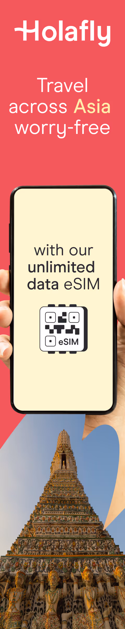 Holafly Thailand eSIM – Unlimited data in the Thailand with instant setup and 5% off using code ADAMANDLINDS