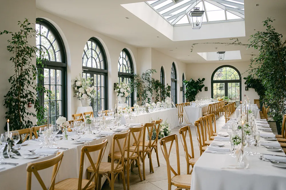 wedding reception long table setup