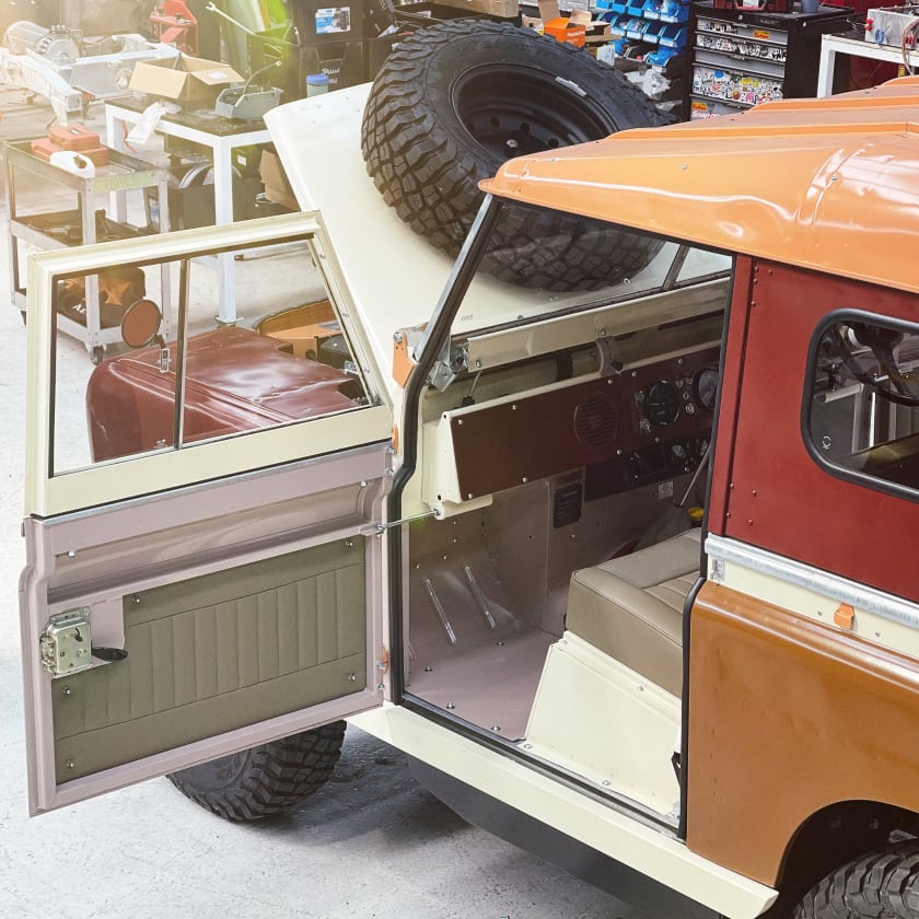 Jaunt patchwork electric Land Rover Series 2a