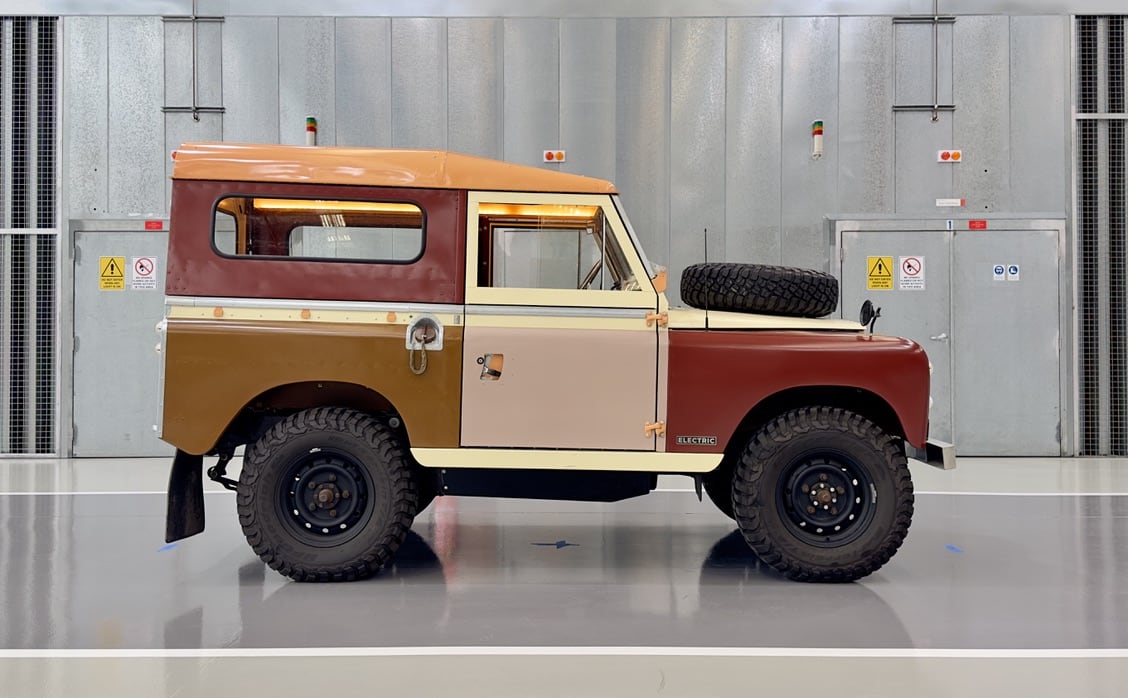 Patchwork multi-colour electric Land Rover Series 2a