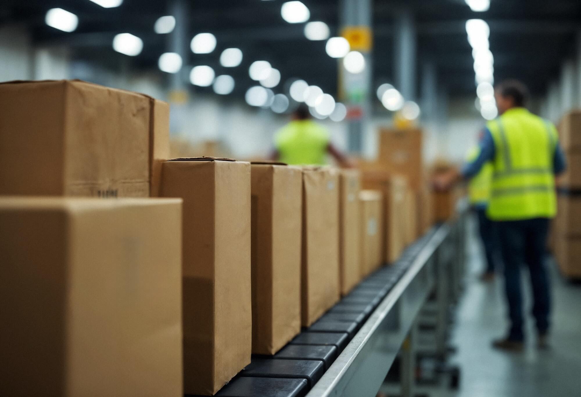 Dozen die verwerkt worden in het magazijn van een professionele dropshipping leverancier.”