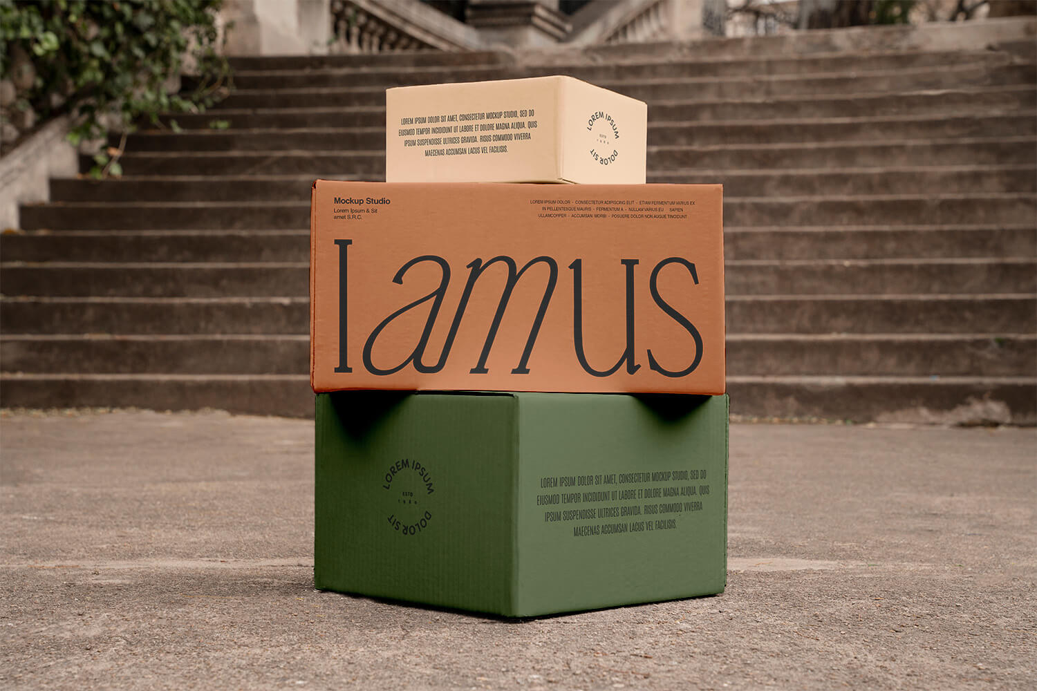 A stack of luxury packaging boxes with branding, as an example of brand experience in branded dropshipping.