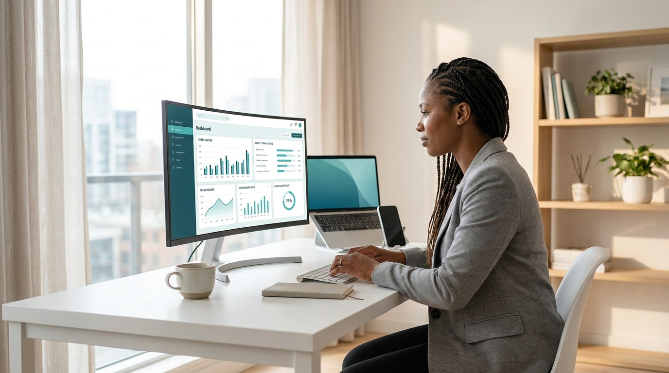 Ondernemer bouwt automatisch een dropship webshop met AI-tools op Shopify via dashboard op laptop