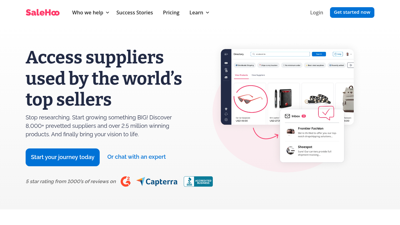 Screenshot of https://www.salehoo.com/