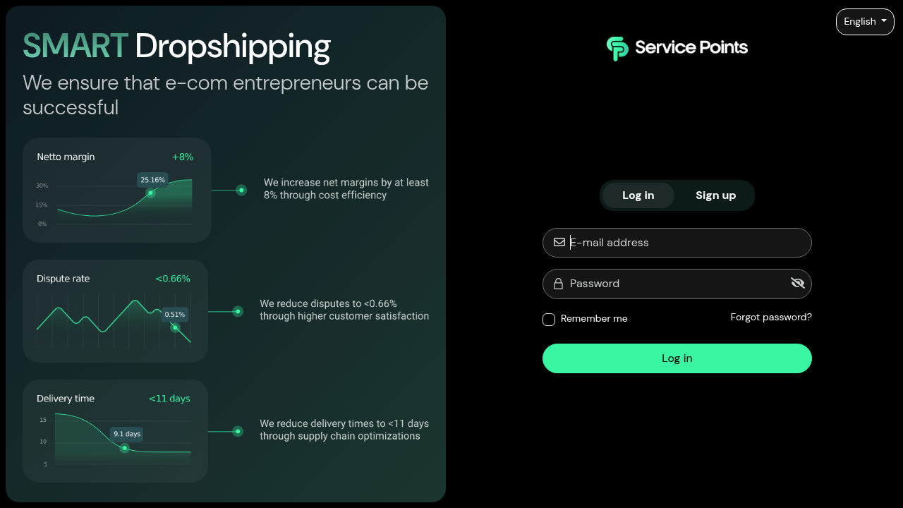 Screenshot of https://app.servicepoints.nl/