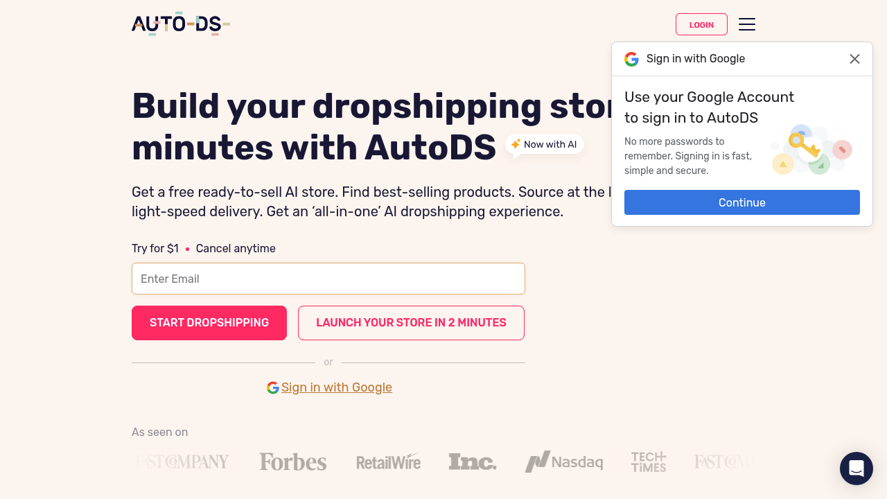 Screenshot of https://www.autods.com