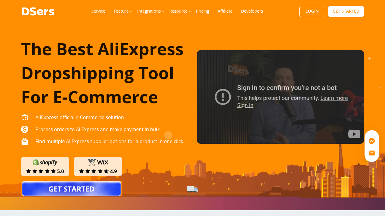 Screenshot of https://www.dsers.com