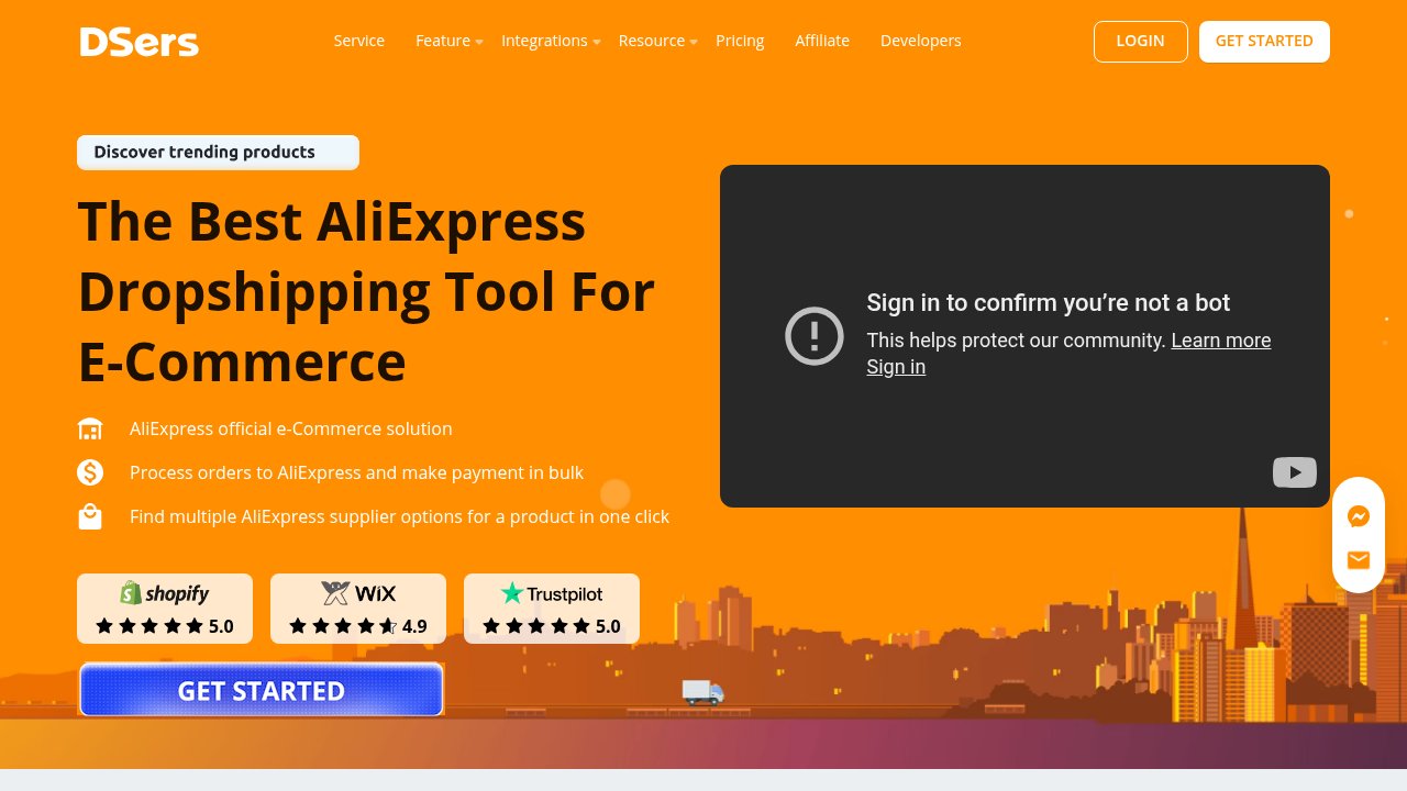 Screenshot of https://www.dsers.com/