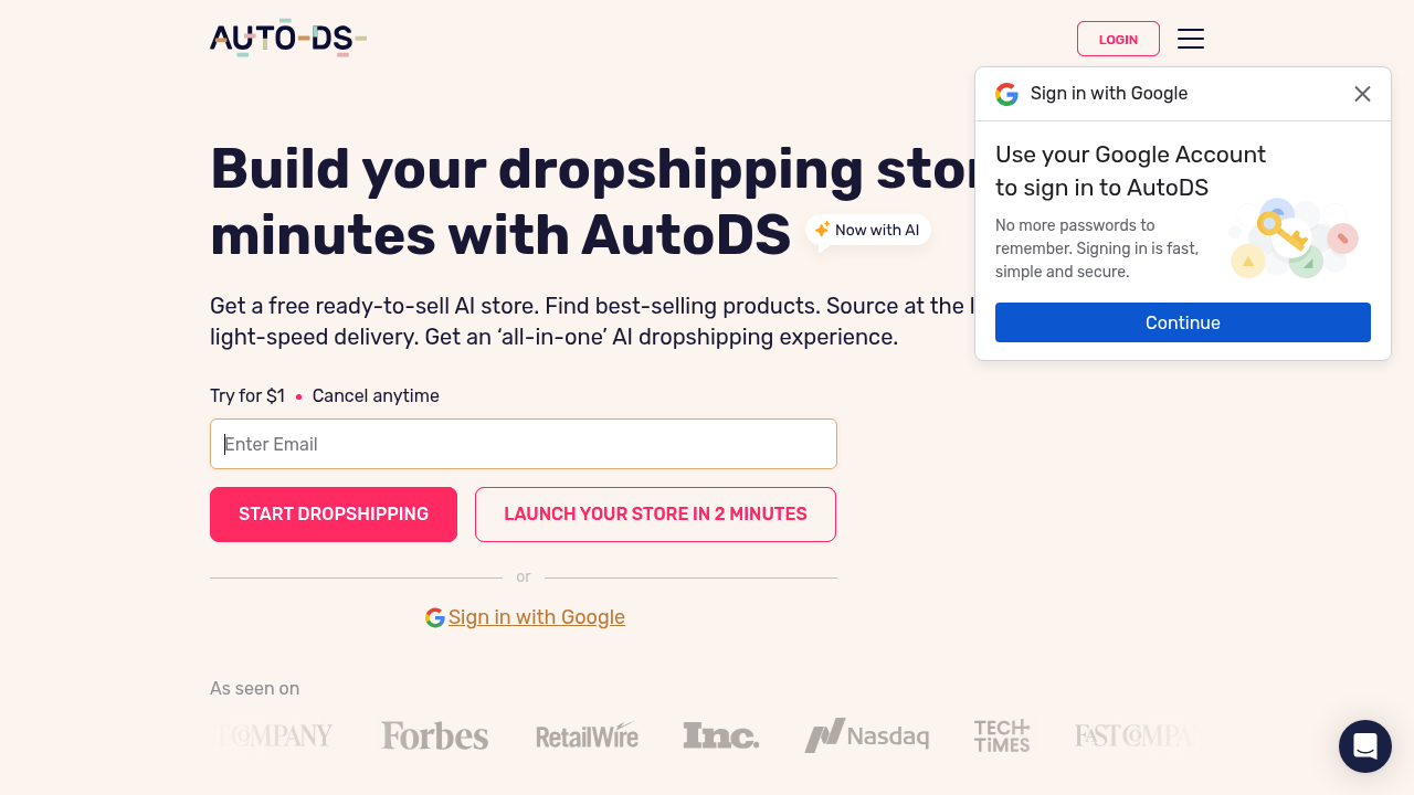 Screenshot of https://www.autods.com/